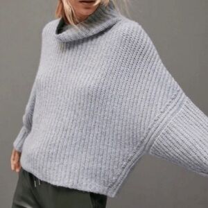 Anthropologie Maeve blue knitted cropped sweater